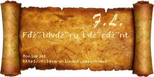 Földváry Lóránt névjegykártya